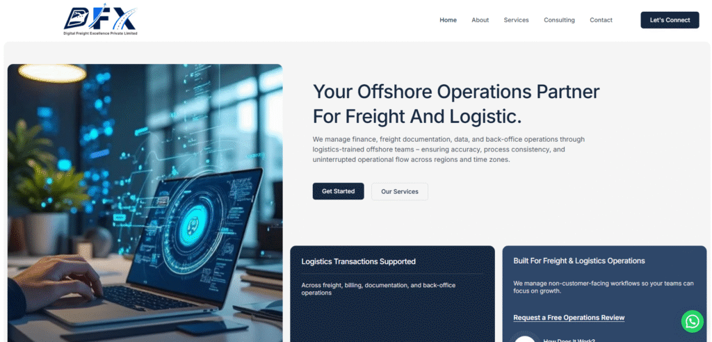 DFX-Hub logistics website development
