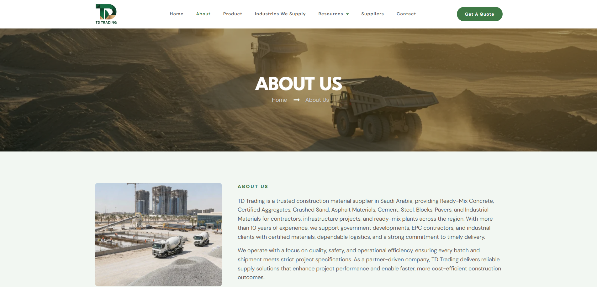 TD Trading construction website by Vasanth KVK